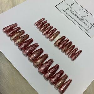 Pink w/ gold undertone press on nails 💕( extra )